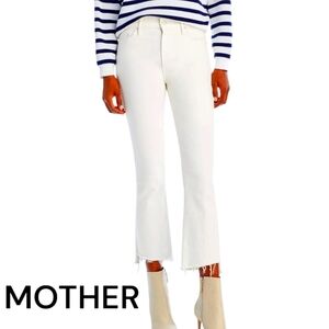 MOTHER Sz 27 The Insider Crop Step Fray in Cream Puffs Ankle Length Jeans.